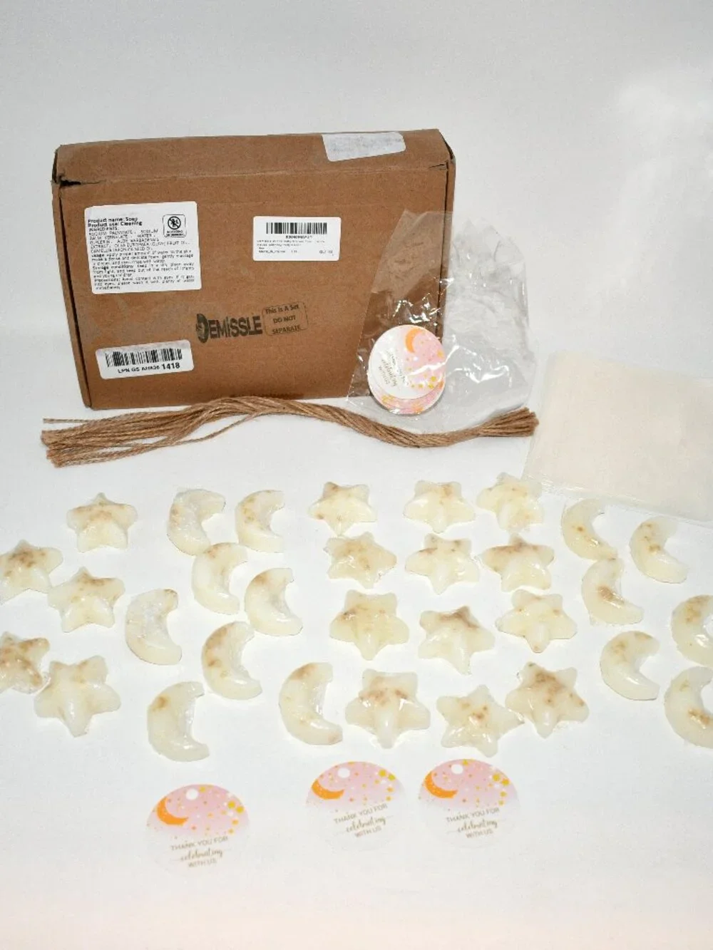 Demissle 20 Sets Moon & Star Soap Baby Shower Favors White Celestial Party Gifts